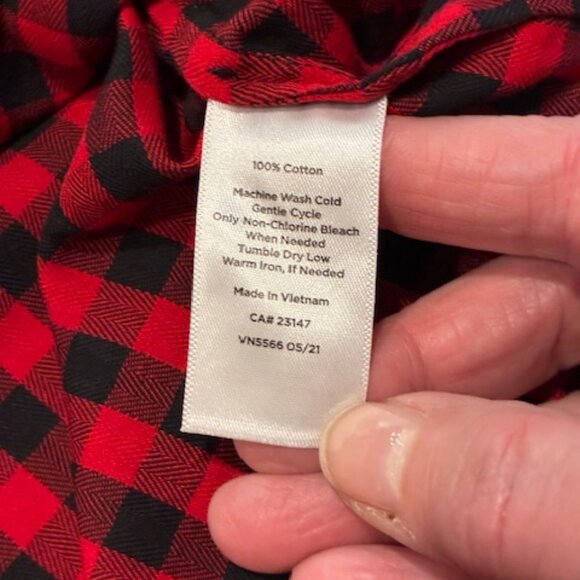 Talbots Women's Black Red Plaid Cotton Long Sleeve Button Ruffle Collar Shirt L - Picture 7 of 11